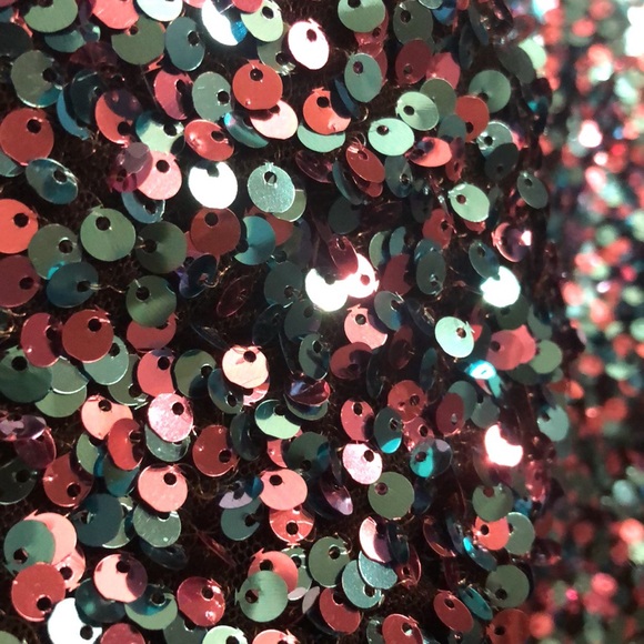 Eloquii Sequin Wrap Dress Blue Pink V Neck 3/4 Sleeves - Size 14 Women's - Picture 3 of 3